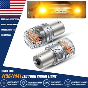 2x 1156 Amber LED Turn Signal Light Bulb Error Free Anti Hyper Flash 1141 BRS - Picture 1 of 14