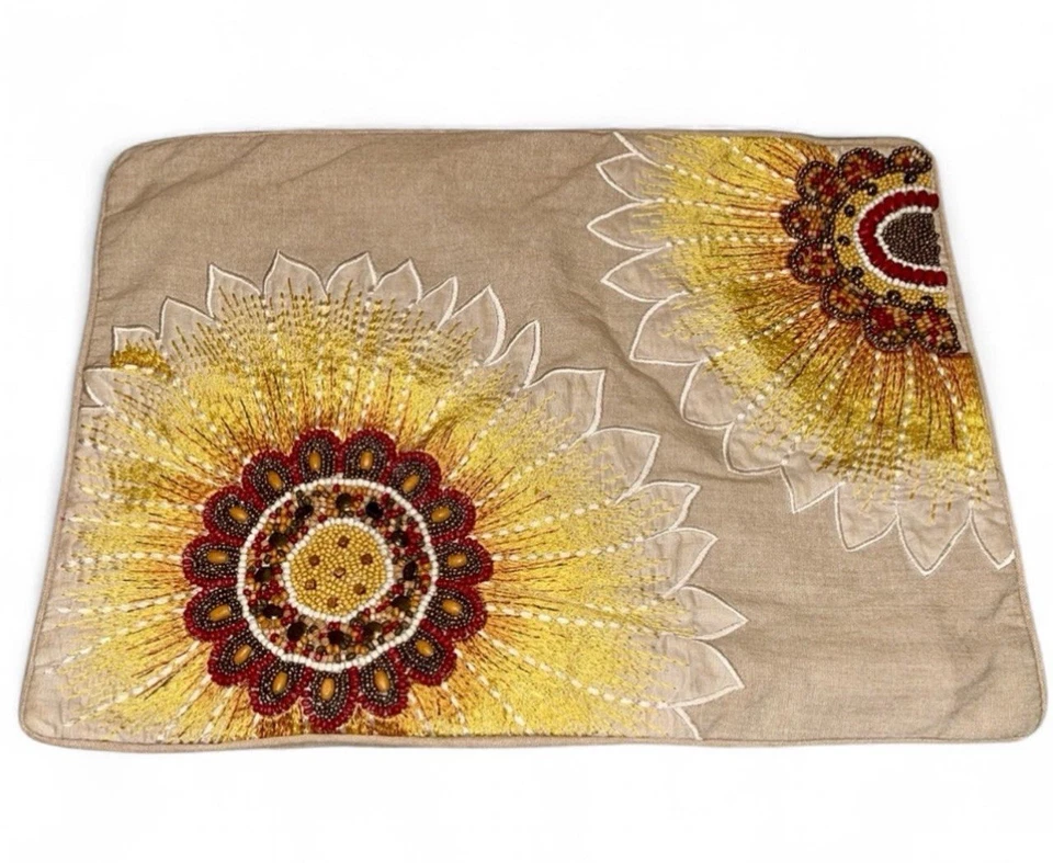 Pier 1 Sunflower Jacquard & Beaded Boudoir Pillow Cover - Image 1 of 4
