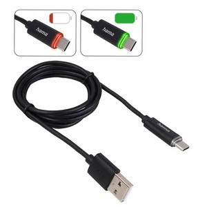 Hama USB-A to USB-C Cable LED Data Charging Cable Mobile Smartphone Tablet PC - Picture 1 of 6