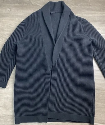 Cárdigan COS Negro Acanalado Texturizado Chal Cuello Frente Abierto Talla M Negro Pesado Foto 1 de 4