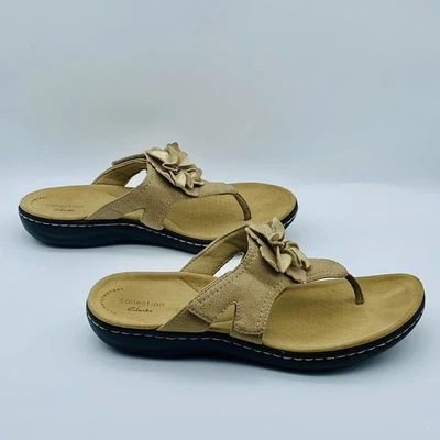 Sandalias Clarks Laurieann Gema Mujer Tanga Flor Taupe Metálico Talla 8.5 M Tostado Foto 1 de 4