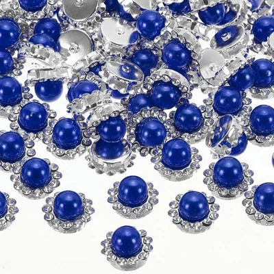12mm Pearl Sew on Rhinestones,100 Pcs Metal Flatback Base Gems Crystal,Sapphire - Image 1 of 4
