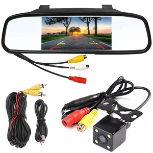 4.3" Car LCD Mirror Monitor with IR Waterproof Rear View Reverse Backup Camera - Picture 1 of 23