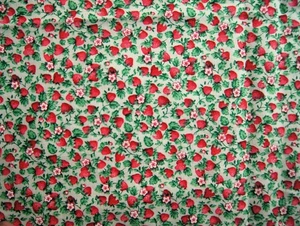 1 Yard Tiny Strawberries & Stems on White  Cotton Quilting Fabric 35" X 44" - Picture 1 of 2