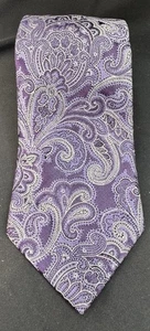 TIE BAR MEN'S TIE Purple Paisley WIDTH 3 1/4” Length 63” 100% silk - Picture 1 of 3