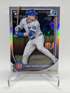 2025 Bowman Chrome MATT SHAW RC Rookie Card Refractor #5/499 Cubs #46 - Picture 1 of 5
