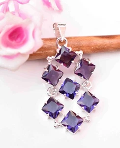 Royal Purple Amethyst Pendant – Sterling Silver Gemstone Necklace Unique jewelry - Picture 1 of 2