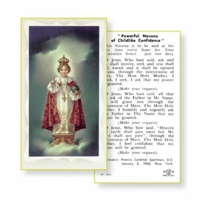 Infant of Prague with Novena of Childlike Confidence - Paperstock Holy Card - Picture 1 of 4