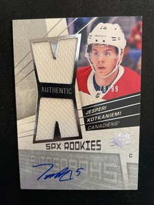 18-19 UD SPX Hockey Retro Rookies Jersey Auto 08A-JK Jesperi Kotkaniemi /99