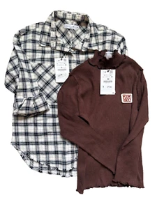 NWT - Zara Girls Lot Size 10 Button up plaid and 90's mock neck NEW - Picture 1 of 2