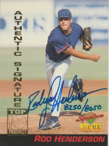 Rod Henderson 1994 Signature Rookies RC prospect autograph auto card 6 /8650