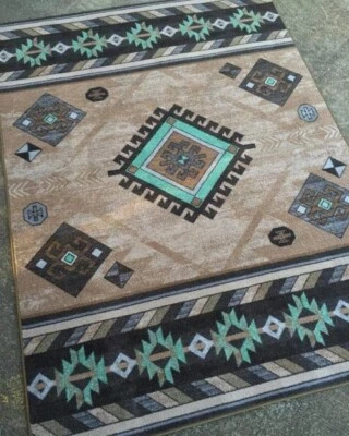 Alfombra Wild Whiskey Mint Tan Southwestern Country Farmhouse 5'x8' Foto 1 de 3