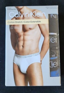 CALVIN KLEIN COTTON STRETCH UNDERWEAR 3-PACK HIP BRIEFS SZ XL#NP24200-NWT - Picture 1 of 6