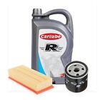 TJ Air + Oil Filter + Carlube Engine Oil 5L 0W30 C2 PSA Fully Synthetic 5 Litres