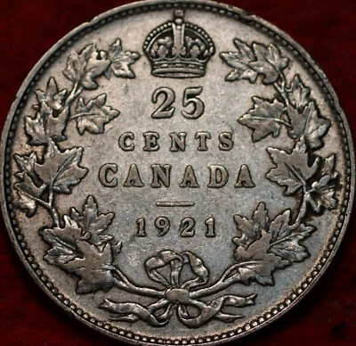🇨🇦 1921 King George V 25 Cents Choice Better Date+++ Silver Coin Canada - Image 1 of 2