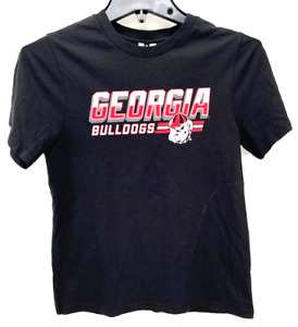NEW UGA Georgia Bulldogs Printed Black Short Sleeve Crew Neck Tee Shirt Youth M