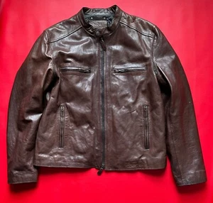 Coach Bleeker Men's Dark Brown Fawn Leather Racer Moto Jacket Size XL - Picture 1 of 17
