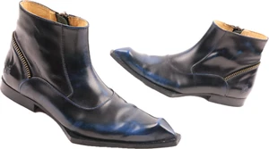 John Fluevog Swordfish Buxton Leather Dress Shoes Men’s Sz 8 - Blue - - Picture 1 of 12