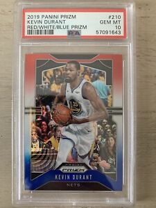 2019 Kevin Durant PSA 10 Prizm Red/White/Blue Warriors Nets