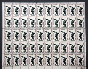 US Stamps 1965 Mint Sheet 5 cent "Physical Fitness-Sokoi" Feb 15th, MNH SC# 1262 - Picture 1 of 6