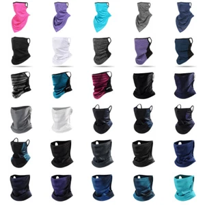 Neck Gaiter Face Mask Bandana Cover Snood Reusable Washable Scarf with Ear Loops - Picture 1 of 95