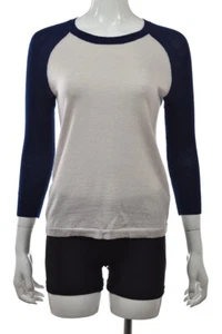 J Crew Womens Sweater size XS Navy Blue Gray Crew Neck 3/4 Sleeve Wool Top - Picture 1 of 5