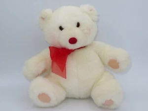 Oso de peluche Hallmark blanco oso polar felpa nariz roja arco animal de peluche 10" - Imagen 1 de 5
