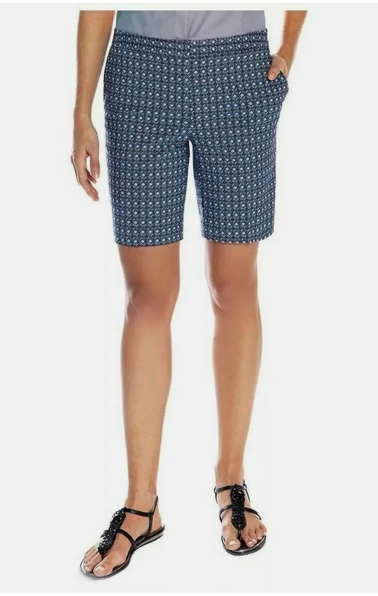 Mario Serrani Italy Womens Sz 2 Shorts Comfort Stretch Tummy Control Blue A4102