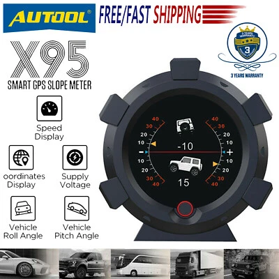 AUTOOL X95 Car GPS HUD Digital Speedometer Inclinometer Compass Level Tilt Gauge - image 1 of 4