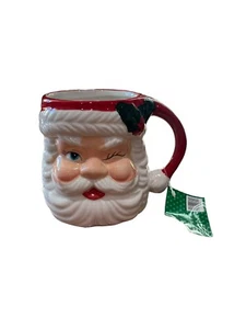 Sleigh Bell Bistro 19oz Winking Santa Coffee Mug Hot Chocolate Vintage Style - Picture 1 of 8