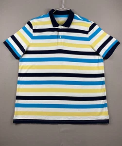 Lands End Polo Shirt Mens XLT White Yellow Blue Traditional Fit Short Sleeve - Picture 1 of 12