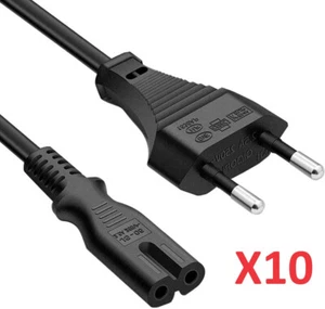 10x EU C7 Figure 8 Plug 2 Pin European Mains Cable Lead F8 1.8m - Picture 1 of 2