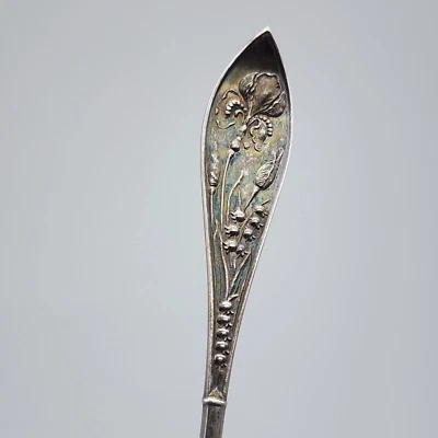 De colección Christian F. Heise - 826 Plata Dinamarca - Cuchara con Mango Floral 5.75" Foto 1 de 4