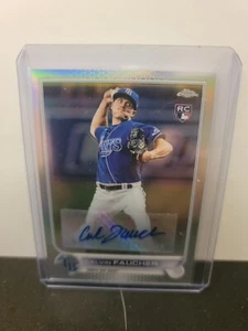 2022 Topps Chrome Calvin Faucher RC Refractor Auto AC-cf Tampa Bay Rays - Picture 1 of 2