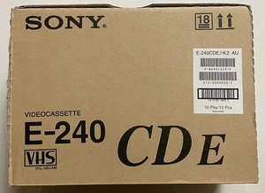 SONY E-240 VHS Blank Video Cassette Tape 10 Pack 4 Hour PAL New & Factory Sealed - Picture 1 of 24