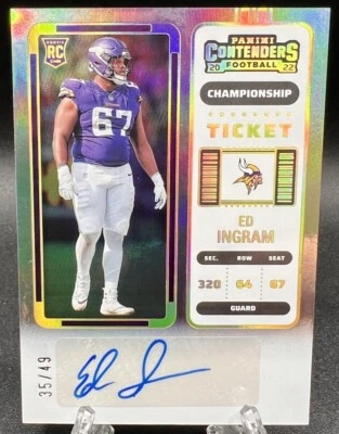 2022 PANINI CONTENDERS OPTIC ROOKIE TICKET SILVER AUTO ED INGRAM 35/49 - Image 1 of 4