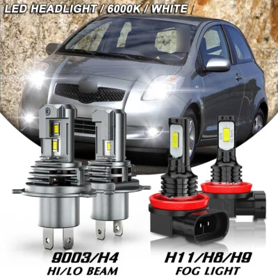 Faros LED delanteros de haz alto/bajo para Toyota Yaris 2006-2014 bombillas antiniebla 6000 k Foto 1 de 4