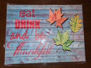 Eat Drink and be Thankful Wall Art Canvas Print 16” X 12” (New) - Picture 1 of 3