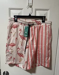 VATPAVE Mens Hawaiian Flamingo Casual Shorts - Picture 1 of 4