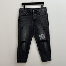 new Ksubi mens denim jean 32 small medium bullet chop raven crop relaxed black 