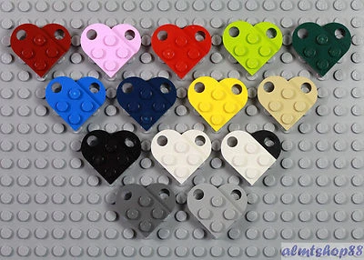 LEGO - Heart Charm - PICK YOUR COLORS 3x2 Plates w/ Hole Love Valentine Coupling - Image 1 of 2