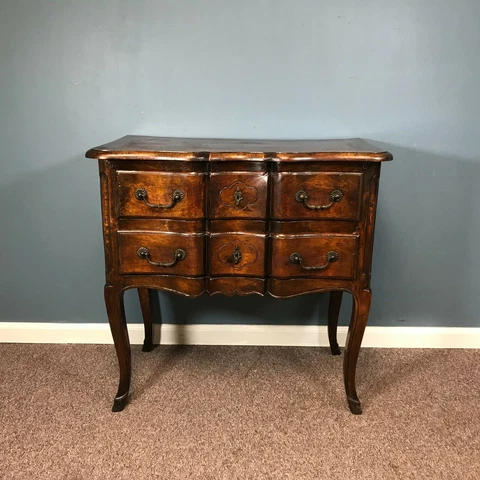 Vintage 2 Drawer Serpentine Front Lowboy Commode Chest Cover