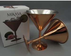 Mikasa Copper 12 Ounce Martini / Cocktail Glasses Barware - Set of Two - New!  - Picture 1 of 5