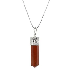 Red Jasper Crystal Stone Pencil Pendant with Chain for Reiki Healing - Picture 1 of 4