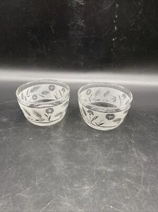 2 VTG MCM Libby silver flower & wheat frosted nut bowls barware - Picture 1 of 4