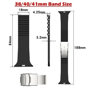 Folding Buckle For Apple Watch Series Ultra 2 Ultra 9 8 7 6 SE Strap Silicone - Picture 1 of 22