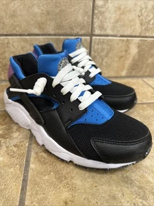 Nike Air Huarache Black Blue Youth Size 7Y 8.5W EUC WS-9 - Picture 1 of 11
