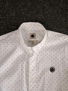 Pretty Green Shirt Men Large Slim Fit White Polka Dot - Picture 1 of 13