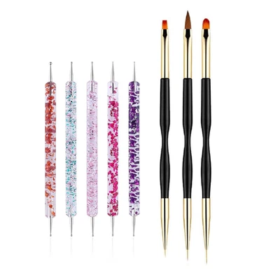 Nail Dotting Tools 8 Pcs Kit - 5PCS Nail Dotting Pens with 3 PCS Nail Painting B - Image 1 of 4