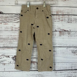Kleinkind Jungen Janie & Jack hellbraune Cordhose bestickt Bison 100 % Baumwolle Größe 4 - Bild 1 von 7